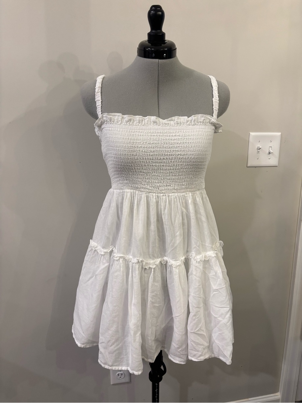 Altar'd State White Smocked Bodice Dress Strappy Back 0148